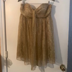 Express Gold Strapless Party Dress! 🎊
